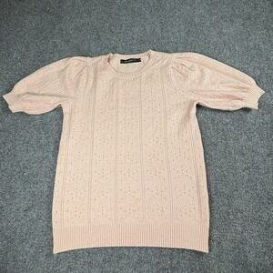 Merokeety‎ Sweater Top Womens M Pink Soft Knit Romantic Cottagecore Fairy Boho